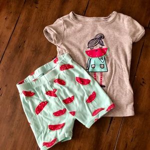 Baby Gap watermelon pajama short set 2T